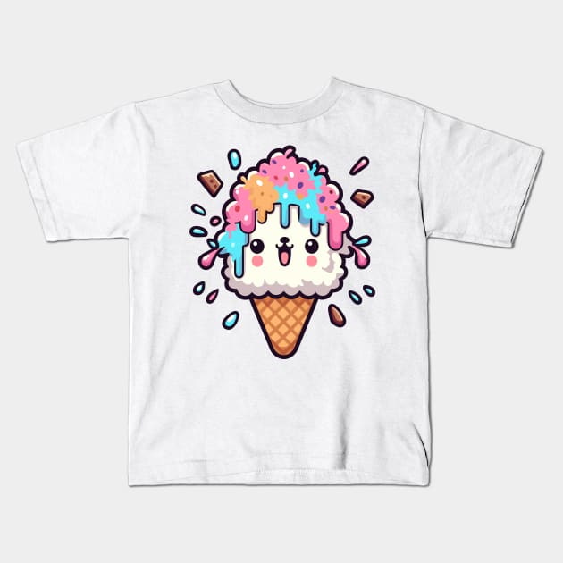 Ice cream lama Kids T-Shirt by Coowo22